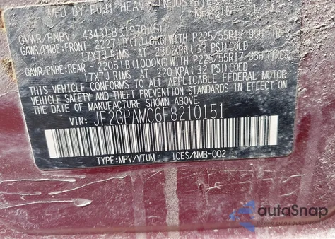 2015 Subaru Xv Crosstrek 2.0I Limited from USA, damaged, VIN JF2GPAMC6F8210151